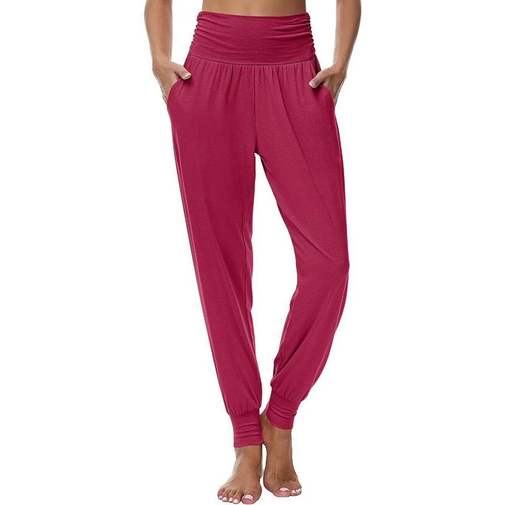 Ficerd Womens Dried Rose Red Cozy Lounge Jogger Pants High Waisted Size M